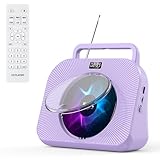 Gueray CD Player Kinder Radio mit CD-Player Bluetooth CD Players mit Lautsprecher Fernbedienung Unterstützung Wecker Timer USB-Wiedergabe AUX-Wiedergabe TF-Kartenwiedergabe Lila