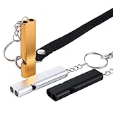 LXUEJIE 3 Stück Trillerpfeife, Metall Whistle Signalpfeife Laut Notfall Notfallpfeife mit langem Schlüsselband Trillerpfeifen Schiedsrichter Outdoor Camping Wandern (Gold, Silber, Schwarz)