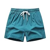 Badeshorts Herren Kurz Boardshorts Kurze Sporthose Badehose Männer Schwimmshorts Swimming Shorts Swim Trunks Men Schwimmhose Badehosen Männer Surf Shorts Men Strandhose Strandshorts Herren Blau 4XL