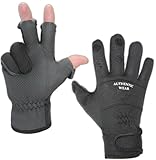 Angel-Berger Premium Neoprenhandschuhe schwarz Angler Handschuhe zum Angeln (L)