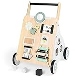 Aolso Baby Lauflernwagen Holz, 2-in-1 Activity Baby Lauflernhilfe, Montessori Spielzeug Multifunktion, Holzspielzeug Baby, Werkzeugbank für Kinder aus Holz, 12+ Monate