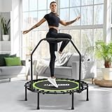 ONETWOFIT klappbares Trampolin für Erwachsene, 101cm Mini Fitness Trampolin W/einstellbare Schaumstoffgriff Bungees, leise Übung Trampolin für persönliche Indoor