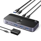 UGREEN USB-C Switch 5 Gbps mit 4 Ports, KVM-Switch für 2 PC, Eingänge und Ausgänge, Plug & Play für Tastatur, Maus, Festplatte, USB-Stick, Drucker, Desktop-Controller und 2 Kabel im Lieferumfang
