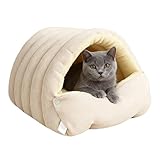 Winterhöhle – Abnehmbares Und Waschbares Kissen, Geschlossenes Katzenbett Für Den Winter – Warmes Nest, Schlafbett, Welpenhaus, Kleine Hundehöhle Für Den Innenbereich, Wohnzimmer, Garten, Hof