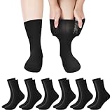 Newofview 6 Paar Diabetikersocken für Männer Frauen, Diabetiker Socken mit Komfortbund ohne Gummi ohne Naht Baumwollsocken, Lockere und Bequeme Diabetikersocken(40–44 Black)