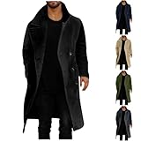 UHouse Mantel Herren Lang Winter Wollmantel Elegante Übergangsmantel Wolle Wintermantel Einfarbig Freizeit Herbstmantel Business Herrenmantel Mäntel Winterjacke Schwarz XL