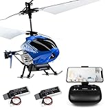 Ulifance U12S RC Helikopter mit Kamera, Hubschrauber Ferngesteuert für für Kinder ab 14 Jahren, In/Outdoor Ferngesteuertes Flugzeug mit 2 Batterien, Blau