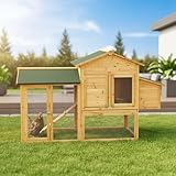 Mucola Hühnerstall mit Auslauf für 4-6 Hühner 168x75x103cm Hühnerhaus | inkl. Nistkasten mit Deckelhalterung | Kleintierstall aus Holz Hühnervoliere