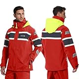 Navis Marine Segeljacke Herren Wasserdicht offshore, Atmungsaktiv mit Reflektionen - ideal für Küstensegeln, Angeln und Outdoor Aktivitäten NS-347(Red,M)