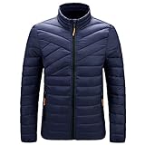 Winterjacke Herren Sport Reißverschluss Ärmel Mantel Outwear, Ciemny niebieski, XXL