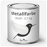 Berico Metallfarbe - Weiss - 0,7 Kg - 4in1 Premium Metallschutzlack - Direkt auf Rost - Für Stahl, Zink, Aluminium, Kupfer und Eisen
