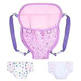 ZOEON Puppen-Tragegurt und Windeln für Baby Puppen, Zubehör für 18 ' Puppen 40-45 cm (Lila Herz)