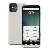 Doro - Aurora A30 Smartphone - Seniorenhandy - Einfach zu bedienen - Hilfetaste mit GPS-Ortung - Hörgerätekompatibel - Inklusive USB-Kabel - Weiß