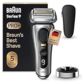 Braun Series 9 Pro+ Rasierer Herren Elektrisch, Elektrorasierer mit 5 Pro Rasierelementen, Langhaarschneider ProTrimmer, Ladestation, 60 Min Laufzeit, Wet & Dry, Made in Germany, 9517s, Silber