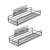 MOTHNUR 2 Stück Wandregale aus Eisen mit Klebepad Eckregale für Badezimmer und Küche Platzsparende Luftdurchlässige Aufbewahrungshalter für Dusche und Badutensilien Schwarz