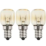 GLOWANTS 3 x Backofenlampe E14 15W 300 Grad Dimmbar 2700K Warmweiße, Backofen Glühbirne 240V T25 Bis 300°C HitzebeständigeS Backofenlampe für Ofen, Salzkristalllampe, Mikrowelle, Lavalampe.