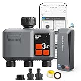 johgee Bewässerungscomputer WLAN 3 Ausgänge mit 300M RF-Technologie, Bewässerungsuhr für Gartenbewässerung Kompatibel mit Alexa & Smart Life App, Automatischem Bewässerungssystem für Garten Rasen