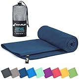 Fit-Flip Mikrofaser Handtuch - kompakte Microfaser Handtücher - ideal als Sporthandtuch, Reisehandtuch, Strandtuch - schnelltrocknend und leicht - Badetuch groß (1x 40x80cm, Marineblau)