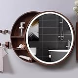 LED-Badezimmerspiegel Schrank mit einstellbarer dreifarbiger Beleuchtung Wand montiert runden Spiegelschrank mit einem Klick Dim Entfernungsfunktion intelligente Touch-Taste mehrere Funktionen (50/60