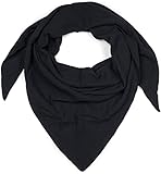 styleBREAKER Damen Musselin Dreieckstuch aus 100% Baumwolle | Weiches und leichtes Halstuch für Damen Unifarben | Stylisches Tuch für jede Jahreszeit - Made in Italy, 196 x 84 cm, Farbe:Schwarz