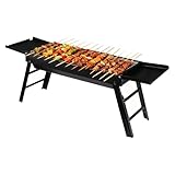 BBQ Grill | Faltbarer abnehmbarer Herd - Barbecue Grill mit seitlichen Ablagen - für Outdoor Camping Wohnung Balkon Kochen Picknick Reisen