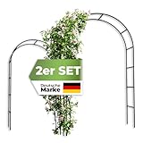 STAHLMANN ® 2X Rosenbogen [240 x 140 x 37cm ] geeignet für Jede Art von Rankpflanzen - 2ER Set Rosenbogen [Metall] kinderleicht aufzubauen - Gartenbogen in grün für eine schöne Gartendekoration