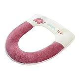 Toilettensitzbezug Badezimmer Weich Dicker Toilettensitzbezug Pad Waschbar und Bequem Wärmer Toilettendeckel Sitzbezug Badezimmermatten-Set (Rosa, Einheitsgröße)