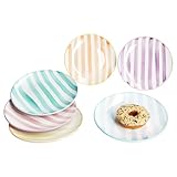 MamboCat Beach Pastello Stripes 6er Set Kuchenteller I Steingut-Frühstücksteller mit pastell Streifen für 6 Personen I kleine Teller für Salat, Dessert, Fingerfood & Co.