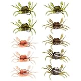 Chewtoyo Künstliche Krabbenköder, weiche 3D-Krabbensimulation mit scharfen Haken, 10 Stück