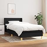 LAPOOH Boxspringbett mit Matratze Schwarz 90x190 cm Stoff, Bett, Bettrahmen, Gästebett, Bed Frame, Jugendbett - 3130395