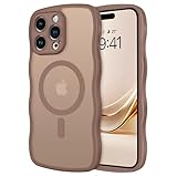 GUAGUA Magnetische Schutzhülle für iPhone 15 Pro Max, kompatibel mit MagSafe, Wellenrahmen, schöne lockige Form, fein gefrostet, Rückseite matt, durchscheinend, bruchsicher, Anti-Fingerabdruck, Case,