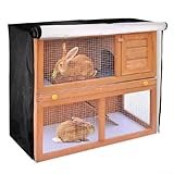 Yhenlovtt 210D Oxford-Tuch, doppellagig, Haustierkäfigabdeckung, wasserdicht, Staubschutz für Kaninchenstall, wetterbeständig, Outdoor-Tierschutz (schwarz)