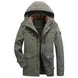 Bastwahl Winterparka Herren Warm Gefüttert Mit Kapuze - Fishtail mit Futter Parka Jacke Fleece Winterjacke mit Viele Taschen Mantel Übergangsjacke Militär Jacke mit Stehkragen Wintermantel