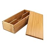 Tomotato Holz Besteckkasten mit Deckel, 2 Fächer Besteck Aufbewahrung, Japanischer Stil Besteckbox für Essstäbchen Löffel Gabel Messer Silberwaren Utensilien