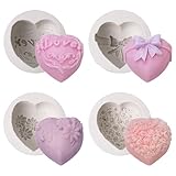 Fizdoqg Kerzen Silikonformen 4 Stück Silikonform Blumen Seifenformen Silikon Fondant Formen, Blume Silikon Seife Form für DIY Seife, Jelly, Selbstgemachte Wachskerzen