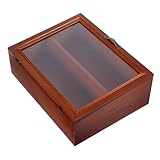 WHAMVOX Massivholz Desktop Kleiner Figurenvitrine mit Acryltür Zweilagiges Aufbewahrungsdisplayregal Kleine Objektaufbewahrung Schreibtisch Organizer Stand