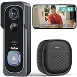 BOIFUN WLAN Video Türklingel mit Kamera (Video Doorbell), 2K-HD-klingel, 2.4G WIFI, Nachtsicht, PIR Personenerkennung, 2-Wege-Audio, Kompatibel mit Alexa, Unterstützt SD & Cloud-Speicher, mit Chime