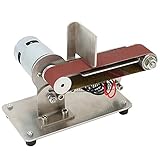 Band-Tellerschleifer, Motor mit Einstellbarer Geschwindigkeit und Stabiler Basis, Gehäuse aus Aluminiumlegierung für Tischschleifmaschine, Schleifgerät für Werkbank, (EU-Stecker