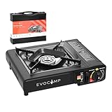 Gaskocher 1-flammig mit Piezozündung, Campingkocher für Gaskartuschen MSF-1a 227 g, Camping Herd mit Tragekoffer - Ideal für Outdoor (1-flammiger Gaskocher ohne Zusätze)