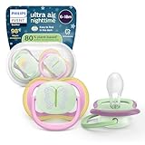 Philips Avent ultra air Nighttime Schnuller – kiefergerecht geformtes Design, für Babys von 6–18 Monaten, leuchtet im Dunkeln, weicher, symmetrischer Silikonsauger, BPA-frei, 2er-Pack, SCF376/29