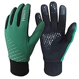 FINGER TEN Handschuhe Kinder (2-15 Jahre) Winter Frühling Licht dünn Für Jungen Mädchen Fahrrad Laufen Fußball Handschuhe Outdoor Sport Touchscreen Warm Winddicht rutschfest Paar S M L XL (XS, Grün)
