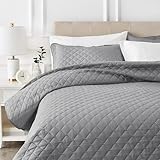 Amazon Basics Übergroße Steppdecke mit Prägung, 170 x 210 cm, Dunkelgraues Diamantmuster