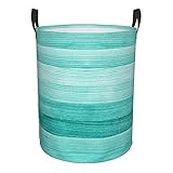 Wäschekorb Blaugrünes Holz Wäschebox Modern Zusammenklappbare Wäschekorb Wasserdicht Wäsche Aufbewahrungs Organizer, Für Spielzeug, Badezimmer