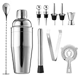 10 Stück Cocktail Shaker Set,750 ML Stainless Steel Cocktail Shaker Mixer,Professional Bartender Accessories, Ideal für Home Entertainment, Barbetrieb und Partys