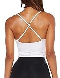 TZLDN Sport BH Damen Sport Bustier mit integriertem BH Gym Top Oberteil Tanktop Frauen Workout Yoga Weiß M