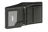 LEAS Mini-Kombibörse mit Riegel RFID- Schutz extra dünn im Hochformat Echt-Leder, schwarz Mini-Edition