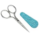 jojofuny Kleine Präzisionsstickschere aus Rostfreiem Stahl Scharf mit Großem Fingerloch für Nähen Basteln und Handarbeiten im Haushalt und Büro Komfortabler Griff Inkl Blauem Etui