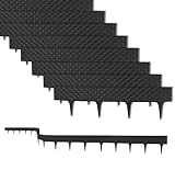BigDean 16 m Rasenkante mit 20 Elemente á 80 cm - Biegbarer Kunststoff in Rattan-Design - Beeteinfassung, Beetumrandung, Palisaden - 9,5 cm hoch