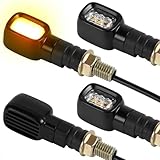 evermotor 12V Mini LED Blinker Motorrad, E24 E-geprüft, 4 Stück 1.2W Retro Motorrad Blinker Rechteckig, M10-Gewinde, für Motorräder Ebike Fahrrad, IP67 Wasserdicht