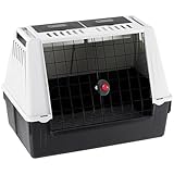 Ferplast Hundebox Auto Atlas CAR 80, Hundebox, Transportbox Hund, Doppelte Schiebeöffnung, Doppeltes Staufach, Praktische Tragegriffe, Abtropfmatte, Max. 20 kg, 82 x 51 x H 61 cm